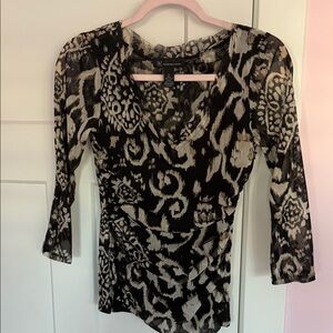 INC Black and Cream Floral Blouse